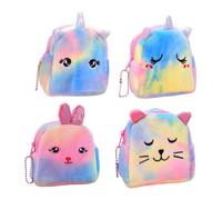 Veemoon 4pcs Plush Purses Adorable Mini Storage Bags for Change Keys and Items for Parties Shopping and Travel Cute Cartoon Design Random Style