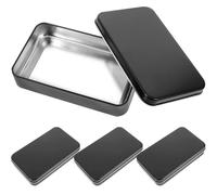 Veemoon 4pcs Portable Tinplate Poker Cards Box with Lid Design and Sturdy Construction Simple and Generous Playing Card Holder and Small Sundries Storage