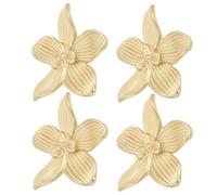 Veemoon 4pcs Retro Style Gold Flower Drawer Pulls Zinc Alloy Vintage Cabinet Handles for Dressers Wardrobes Kitchen Cabinets Single Hole Petal Knobs for Furniture Hardware