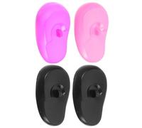 Veemoon 4pcs Silicone Ear Protectors for Hair Dye with Heat Protection, Black and Pink Ear Covers Set for Salon and Home Use