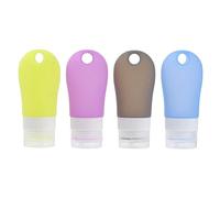 Veemoon 4Pcs Silicone Subpackaging Bottles Travel Toiletries Containers Refillable Portable Cosmetic Lotion Shampoo Emulsion Bottles Mixed Color Set for Trip Camping Bathroom
