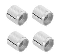 Veemoon 4pcs Silver Aluminum Potentiometer Control Knobs for Electric Bass Guitar Flat Top 0.6x0.55inch Replacement Volume and Tone Instrument Parts for Studio Use
