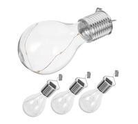 Veemoon 4pcs Solar Powered Copper Wire Light Bulbs 5led Warm White Hanging Bulb String Lights Outdoor Decorative Chandelier for Garden Patio
