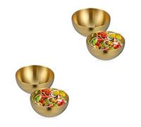 Veemoon 4pcs Stainless Steel Rice Bowl Noodle Bowl for Food Serving Practical Kitchen Tableware Salad Container for Eating Soup and Salad