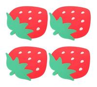 Veemoon 4pcs Strawberry Mat Silicone Coasters, Non-slip Insulated Cup Pads with Stable Anti-skid Design, Decorative Desk Coaster for Coffee Shops and Different Occasions