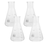 Veemoon 4pcs Thickened Conical Flask Borosilicate Glass Erlenmeyer Borosilicate Glass Flask School Experiment Tools Practical Quality Assurance for Chemistry Class Experiments