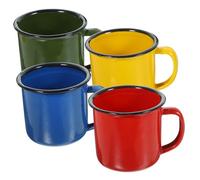 Veemoon 4Pcs Thickened Retro Enamel Mugs Household Water Cups for Tea Milk Juice Multi-Function Vintage Style Cups for Home Office Restaurant Use