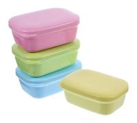Veemoon 4pcs Travel Soap Holder with Lid PP and PE Material Bar Soap Container for Toiletries Storage the Go Yellow Green Blue Pink