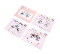 Veemoon 4pcs Unique Face Crystal Decor Stickers Delicate Face Sticker Acrylic Jewelry Festival Gems Sparkly Gems