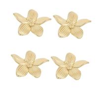 Veemoon 4pcs Vintage Gold Petal Cabinet Knobs Single Hole Retro Drawer Pulls for Dresser Wardrobe Cupboard Hardware Classic Zinc Alloy Handles for Kitchen Bathroom Furniture Decoration