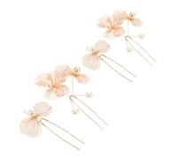 Veemoon 4pcs Vintage Pearl U Shaped Bridal Hair Pins for Wedding and Evening Gowns French Style Flower Hair Accessories with Extra Pins for Secure Elegant Hairstyling