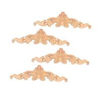 Veemoon 4Pcs Vintage Wood Carved Appliques Decorative Furniture Stickers for Doors Cabinets Beds Fine Workmanship Wooden Overlay Decals Home Accessories