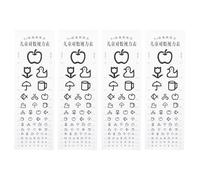 Veemoon 4pcs Visual Acuity Eye Test Charts Set Waterproof Eye Testing Charts Home and School Use Standard Wall Hanging for Pediatric Vision Screening