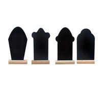 Veemoon 4pcs Wooden Chalk Blackboards Set, Reusable Tombstone Style Notice Boards with Convenient Writing Surface, European Style Black Desktop Chalkboards for Easter and Home Decoration