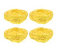 Veemoon 4pcs Yellow Jute Bird Nests for Budgie and Lovebird, Breathable and Versatile Placement Artificial Bird Cage Accessories for Garden Decor and Photo Background Decoration