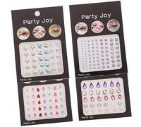 Veemoon 4sheets Sparkly Face Jewels Stickers Self-adhesive Rhinestones for Festival Halloween Eye-catching Designs for Face Eye Makeup Easy to Apply