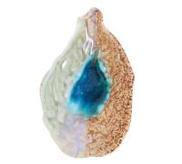 Veemoon 5-inch Blue Glazed Porcelain Oyster Shell Plate, Irregular Multi-Function Serving Dish for Salad, Fruit, Snacks and Afternoon Tea, Household Desktop Snack Tray