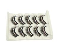 Veemoon 5 Pairs of Black High Density Exaggerated False Eyelashes with Diamond Detail, Comfortable to Wear Chemical Fiber Hard Stem Lashes for Cosplay and Performance Use