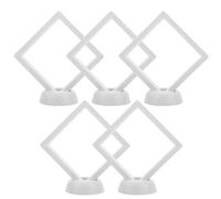 Veemoon 5 Sets 3D Floating Frame Shadow Box Display Case with Round Base Clear Jewellery Display Box for Coins Medals Stamps Jewelry Home Shop Window Table Top 5.00 X 3.54 in