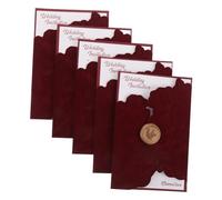 Veemoon 5 Sets Luxury Burgundy Wedding Invitation Cards with Red Covers and Wax Seals Blank Stationery for Anniversary Engagement and Bridal Shower Invitations Romantic Vintage Chinese