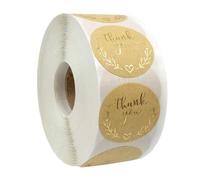 Veemoon 500pcs Kraft Paper Round Thank You Stickers Labels for Packaging and Sealing, Decorative Box Seals Suitable for Family Reunion and Friends Gathering
