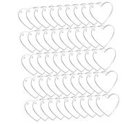Veemoon 50pcs Acrylic Heart Keychain Blanks Transparent Sublimation DIY Craft Discs for Heat Transfer Handmade and Decorations for Valentine Day Christmas and More