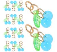 Veemoon 50pcs Blue 3d Cherry Pendant Fruit Charms Plastic Beads for DIY Jewelry Making, Mini Cherry Dangle Charms for Bracelets, Necklaces, Craft Accessories