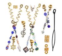 Veemoon 50pcs Blue Cat Eye Stone Hair Clips Boho Ethnic Spiral Leaf Snake Braid Rings Metal Hair Accessories for Women Stylish Braided Charms