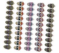 Veemoon 50pcs Enamel Skull Charms for Jewellery Making - Day of The Dead Skeleton Charms for Bracelet and Necklace Crafting - Perfect DIY Jewelry Making Supplies