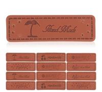 Veemoon 50Pcs Handmade Sewing Labels for DIY Clothing Fabric Tags with Cartoon Leather Patch Set (Lotus, Palm Tree, Button, Cherry, Heart) for Knitting, Sweaters, Hats, and Garments