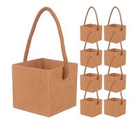 Veemoon 50pcs Kraft Paper Flower Bags with Handle, Mini Storage Tote Box for Bouquets, Waterproof and Sturdy Material with Nylon Rope, Keeps Plant Roots Stable, for Gifting Occasions