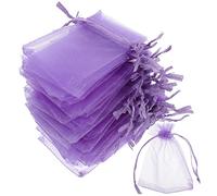Veemoon 50pcs Purple Organza Drawstring Bags Pouches for Weddings Parties and Festivals for Jewelry Candy and Cookie Packaging Lightweight Easy to Carry