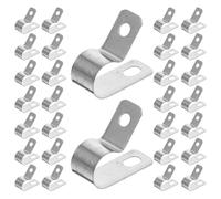 Veemoon 50Pcs Thickened R-Shaped Metal Cable Clips Cord Management Electrical Wire Clamps Fire-Resistant Aluminum Cable Fixing Clamps for Home and Office Wiring