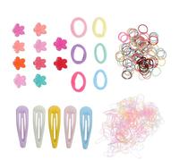 Veemoon 565pcs Hair Clip Set with Small Plastic Flower Snap Clips and Hair Ties for Little Long Serving Life and Not Easy to Break