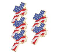 Veemoon 5pcs American Flag Cross Lapel Pins,cross Lapel Pin for Independence Day Celebrations Events, 2.50X2.20X1.00CM, Zinc, zinc alloy