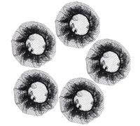Veemoon 5pcs Black Elastic Hair Nets Snoods for Ballet Bun, Professional Dancing Performers, Made of Cloth, Protects from Heat and Keeps Hair Fixed, Suitable for Performance and Occasion