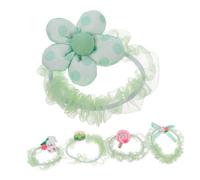 Veemoon 5pcs Cute Hair Scrunchies for Girls Elastic Ponytail Holders with Fabric and Plastic Material Hair Ties for Toddlers and Daughters in Green