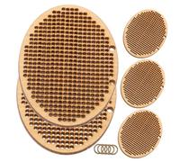 Veemoon 5Pcs DIY Cross Stitch Chip Pendants Round Double Oval Wood Craft Charms for Handmade Gifts and Personal Accessories
