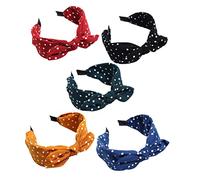 Veemoon 5Pcs Dot Bunny Ear Headbands for Bow Knot Hair Bands in Yellow Black Red Comfortable Decorative Hair Accessories for Parties and Daily Wear