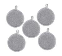 Veemoon 5pcs Double-Sided Silver Wire Kitchen Sponges Non-Scratch Round Scrubbers for Dishes Cookware Pans High-Density Absorbent Cleaning Cloths Quick-Dry Multipurpose