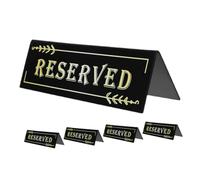 Veemoon 5pcs Double-sided Table Stand Chairs Double Sided Reserved Seating Signs Wedding Office Meeting Signs Wedding Reserved Guest Seats Office Seating Acrylic Black