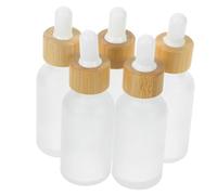 Veemoon 5pcs Essential Oil Dropper Bottles Glass Travel Dropper Bottles Bamboo Lids Leakproof for Perfume Sample