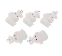 Veemoon 5pcs Flocked Rabbit Pendant Cute Animal Bunny Keychain Charms for Keys Bags and Purses Cartoon Design Daily Use