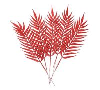 Veemoon 5pcs Glitter Xmas Leaves Ornament 40cm Red Pvc Wire Handmade