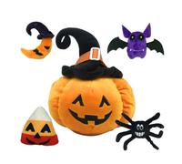 Veemoon 5pcs Halloween Plush Pumpkin Set with Devil, Bat, Spider, Moon Candy Dolls - Plush Throw Pillows for Sofa and Desktop Decor, Festival Cartoon Stuffed Animals for Halloween Room
