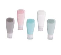 Veemoon 5Pcs Leakproof Silicone Dispenser Bottles Travel Toiletries Containers with Brush for Sunscreen Lotion Liquid Soap Refillable Cosmetic Bottles for Camping Gym Swimming Multi Color