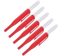 Veemoon 5pcs Long Reach Marker Pen with Extended Tip in Red Plastic | Precision Marking Pen Tip for Deep Cavities, Ergonomic Non-slip Grip, Marks on Metal and Plastic Surfaces