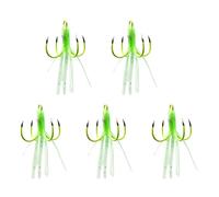 Veemoon 5pcs Luminous Octopus Fishing Hooks Artificial Squid Lure Glow-in-the-dark Fish Hooks No-barb Tackle for Sea Fishing