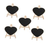 Veemoon 5pcs Mini Wooden Blackboard with Solid Base Reusable Memo Chalkboards for Wedding Party Decoration Home Office Kitchen Notes Decorative Mini Message Boards