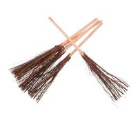 Veemoon 5pcs Miniature Broom Witches Prop Wooden Dollhouse Accessories Craft DIY Ornament Small Branch Broomstick for Micro Landscape Decoration